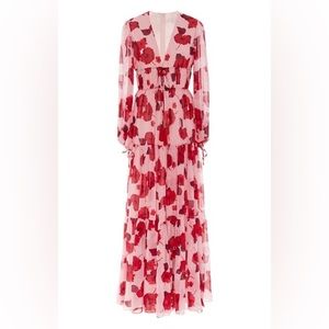 Borgo de Nor Silk Chiffon Hibiscus Maxi Dress